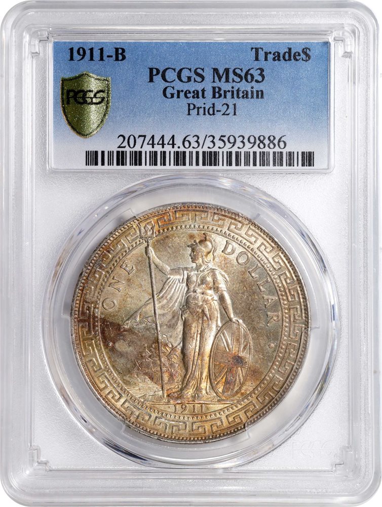 GREAT BRITAIN. Trade Dollar, 1911-B. Bombay Mint. George V. PCGS