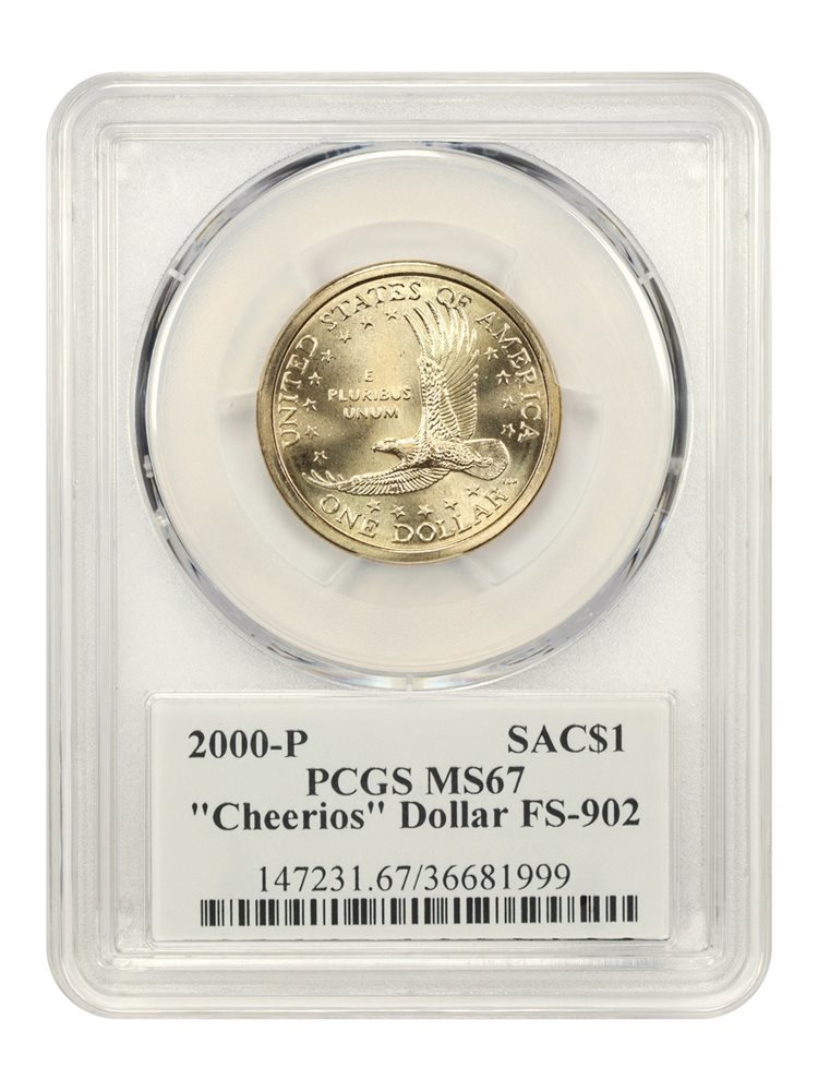 2000-P $1 PCGS MS67 (Cheerios, FS-902, T.D. Rogers Autograph