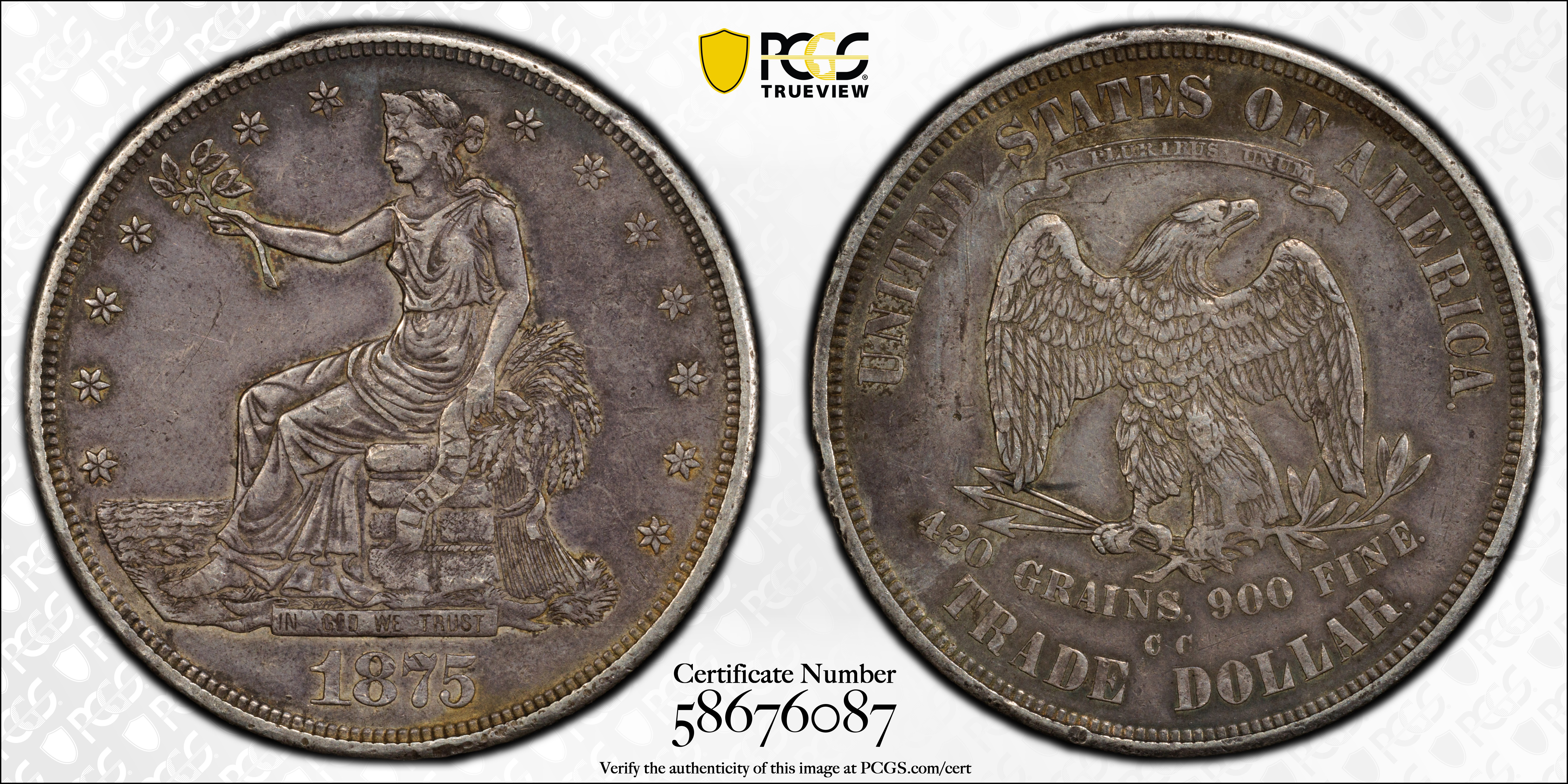 1875-CC Trade Dollar. EF-45 (PCGS)., XF45 - PCGS Auction Prices