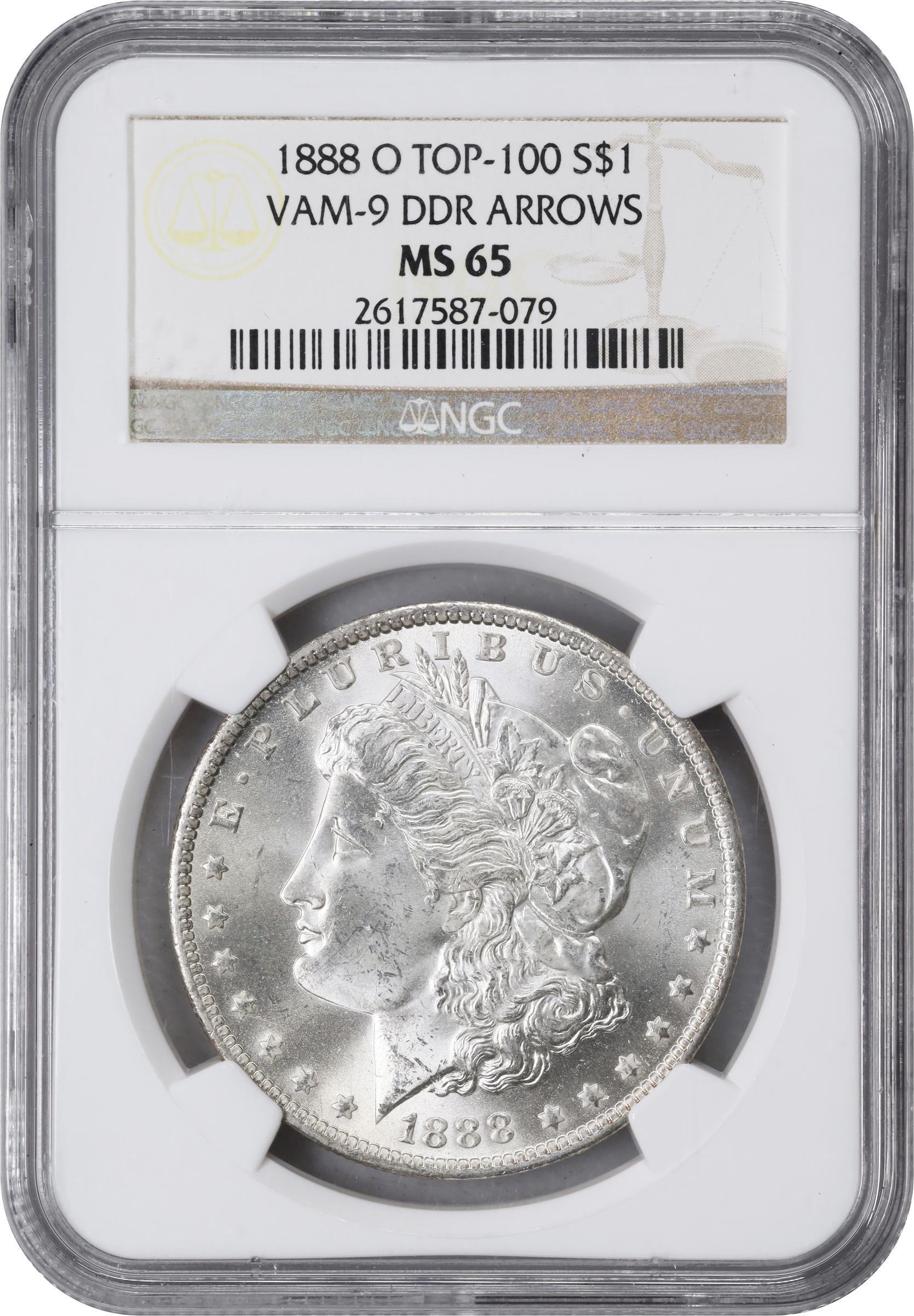 1888-O Morgan Silver Dollar. VAM-9. Top 100 Variety. Doubled Die