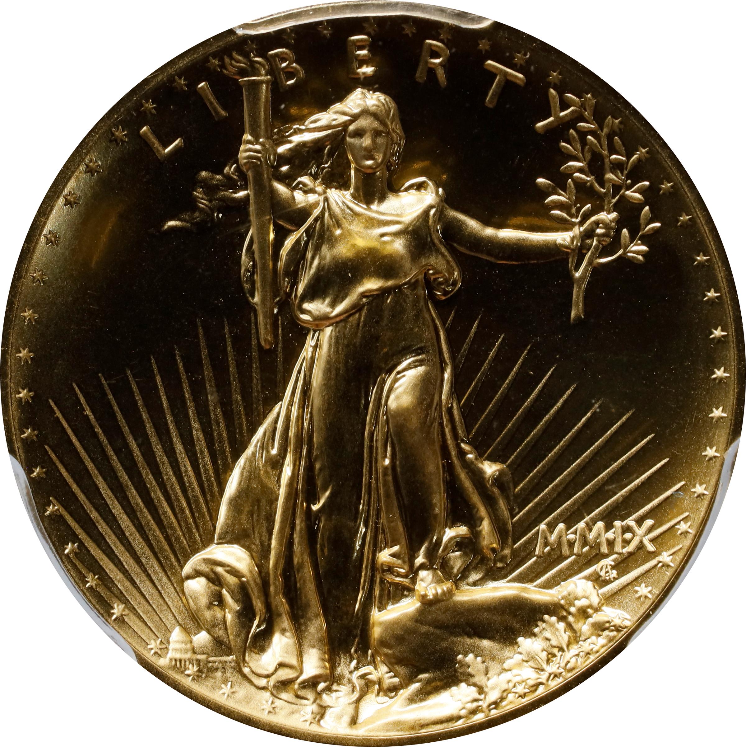 MMIX (2009) Ultra High Relief $20 Gold Coin. MS-70 PL (PCGS