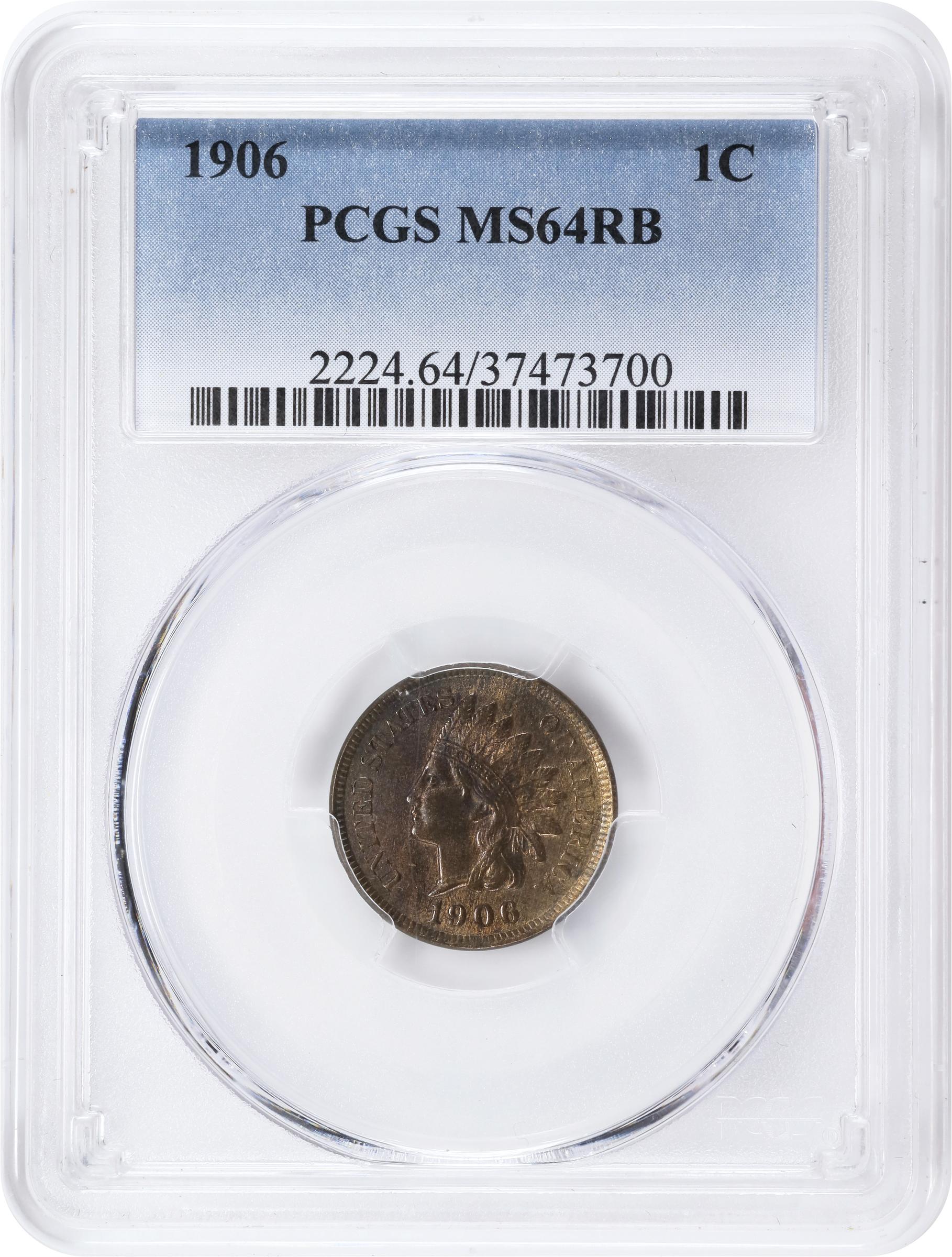 1906 Indian Cent. MS-64 RB (PCGS)., MS64RB - PCGS Auction Prices