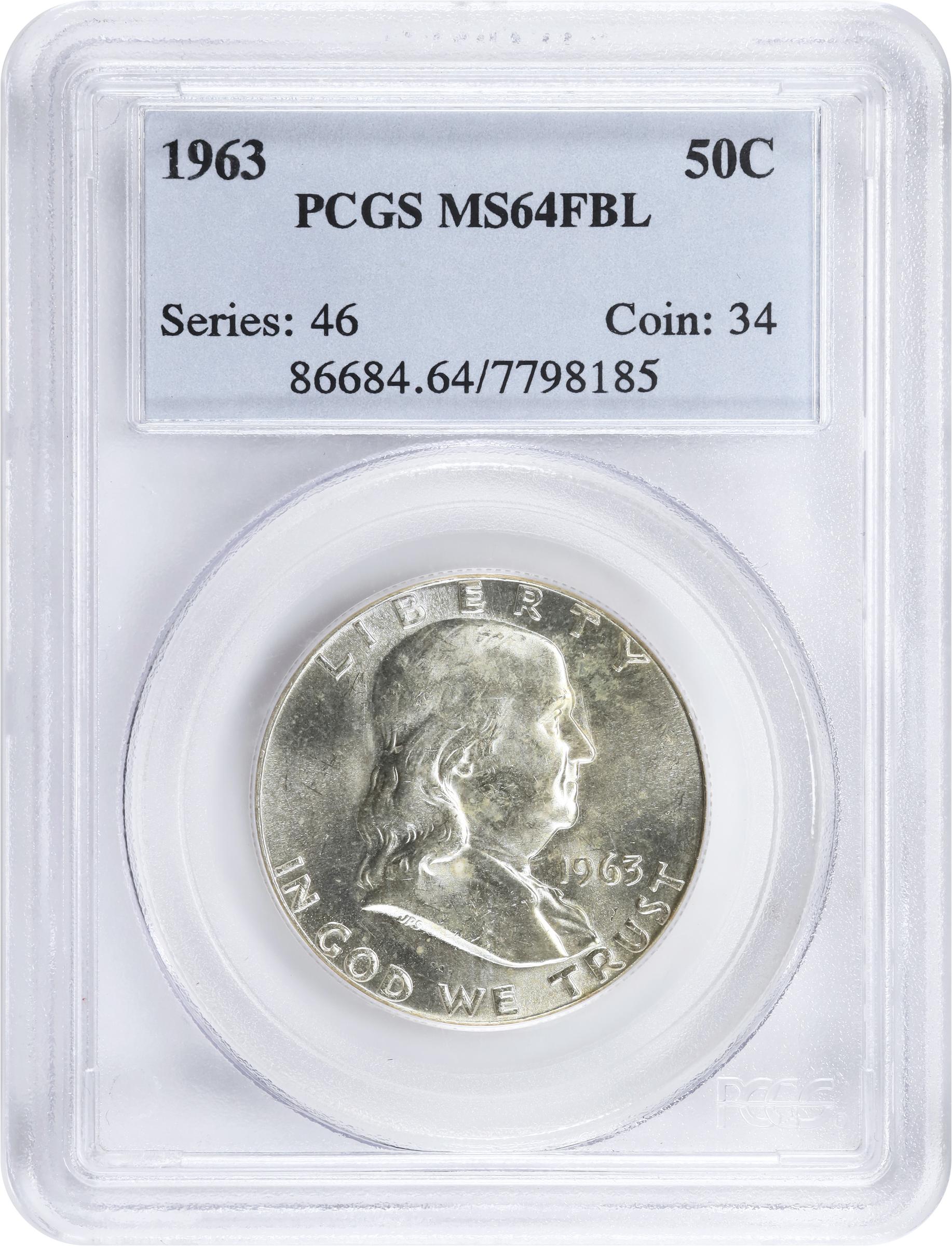 1963 Franklin Half Dollar. MS-64 FBL (PCGS)., MS64FBL - PCGS