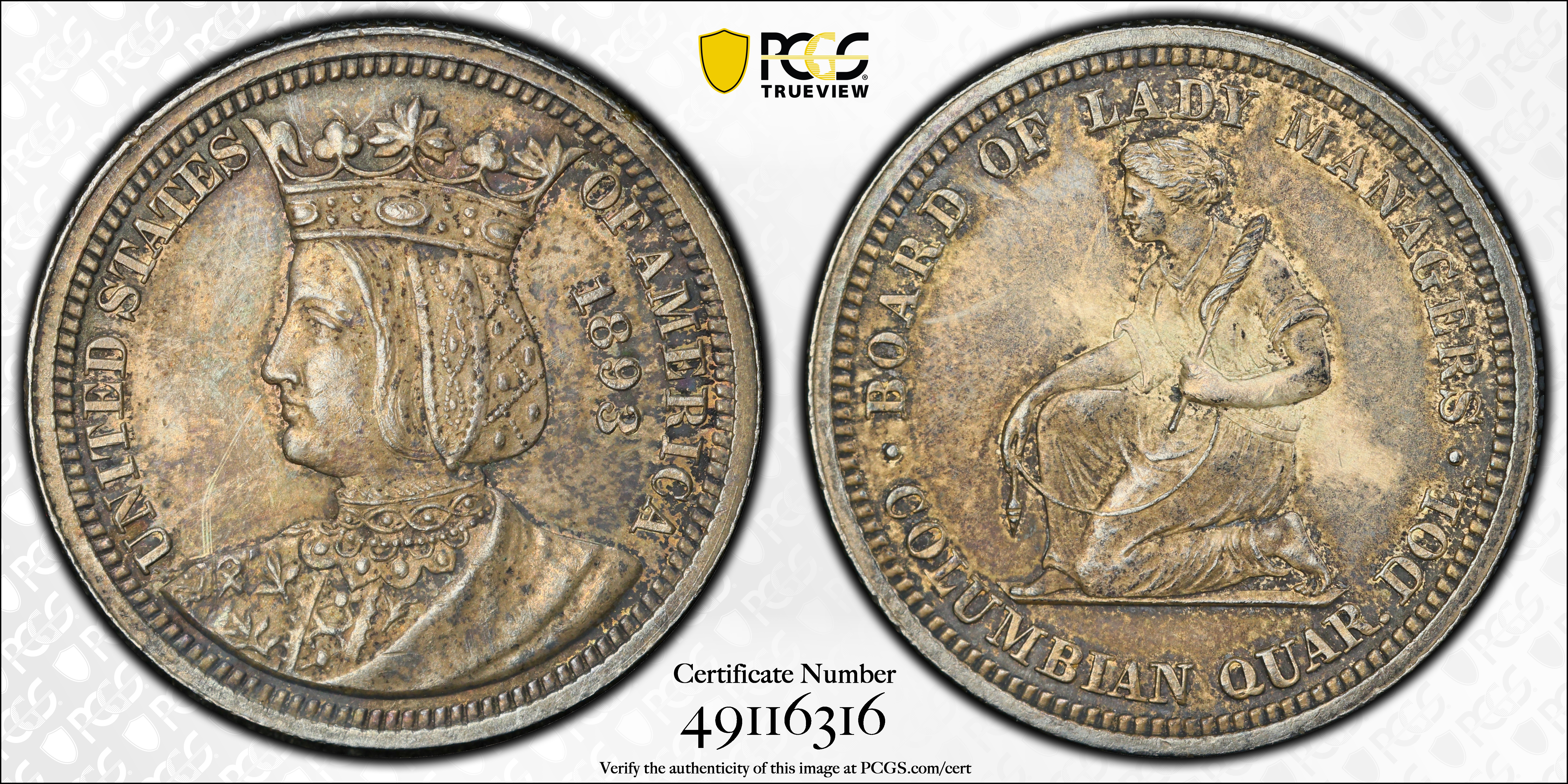 1893 Isabella Quarter. MS-62 (PCGS)., MS62 - PCGS Auction Prices