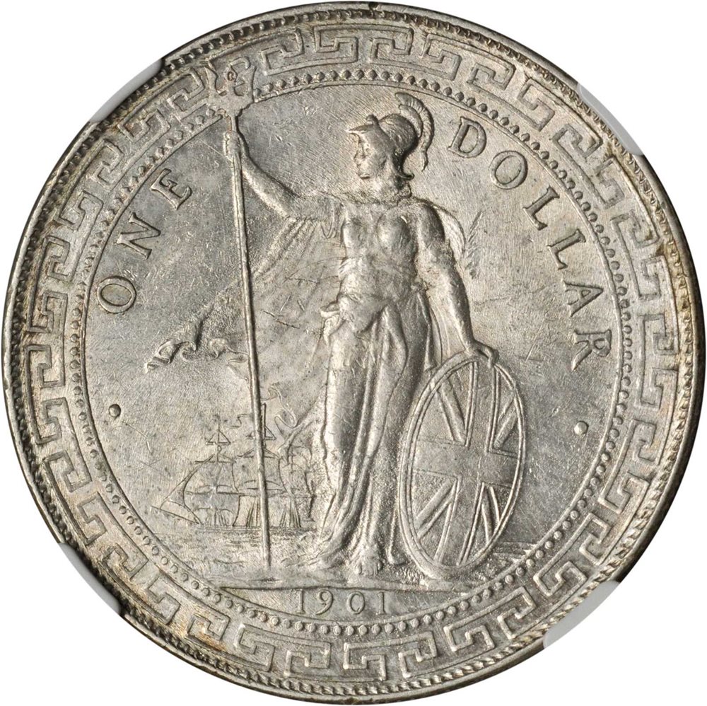 1901年 イギリス領 インド 銀貨 PCGS MS62 アンティーク GREAT BRITAIN. Trade Dollar, 1901-B. NGC MS-62., MS62 - PCGS