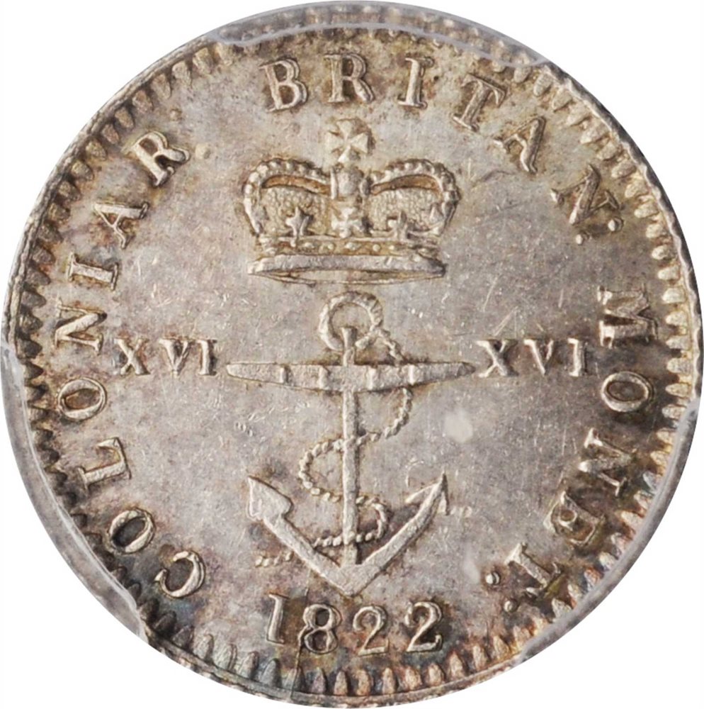 BRITISH WEST INDIES. 1/16 Dollar, 1822. PCGS MS-63 Gold Shield