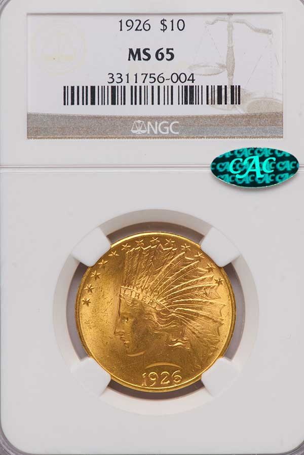 $10 1926 NGC MS65 CAC, MS65 - PCGS Auction Prices