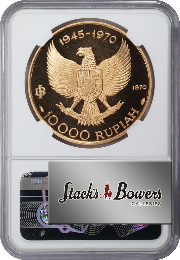 インドネシア Rp 10000 バビルサ 記念銀貨+coa INDONESIA. 10000 Rupiah, 1970. Paris Mint. NGC PROOF-68