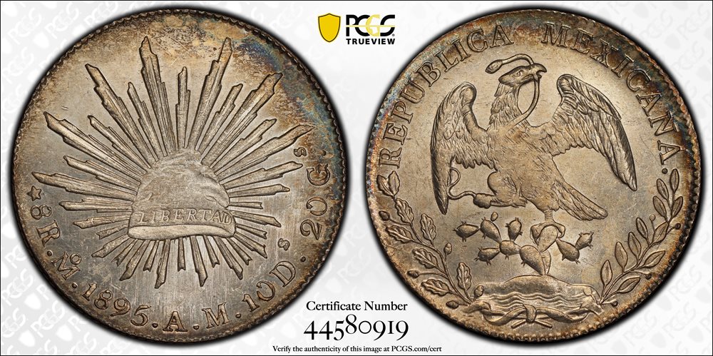 MEXICO. 8 Reales, 1895-Mo AM. Mexico City Mint. PCGS MS-63., MS63
