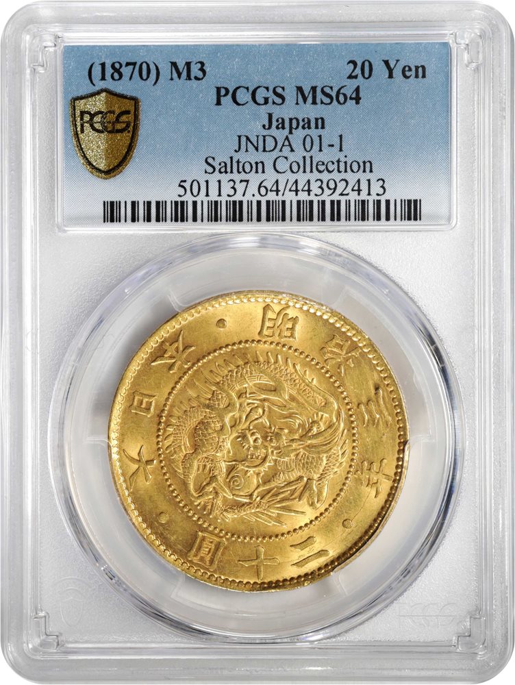 JAPAN. 20 Yen, Year 3 (1870). Osaka Mint. Mutsuhito (Meiji). PCGS