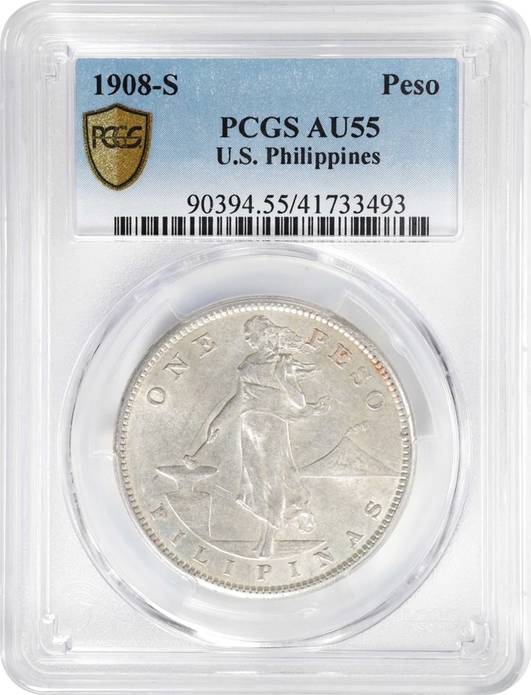 1908-S 年 アメリカ領フィリピン女性立像 火山 乙女PCGS鑑定 1908-S 年 アメリカ領フィリピン女性立像 火山 乙女PCGS鑑定