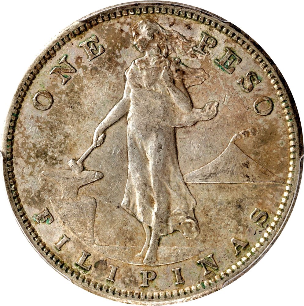 PHILIPPINES. Peso, 1907-S. San Francisco Mint. PCGS AU-50
