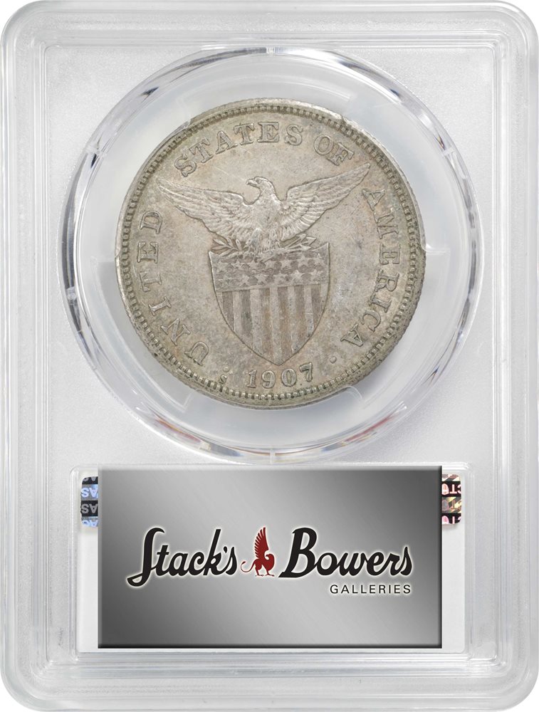 PHILIPPINES. Peso, 1907-S. San Francisco Mint. PCGS AU-50