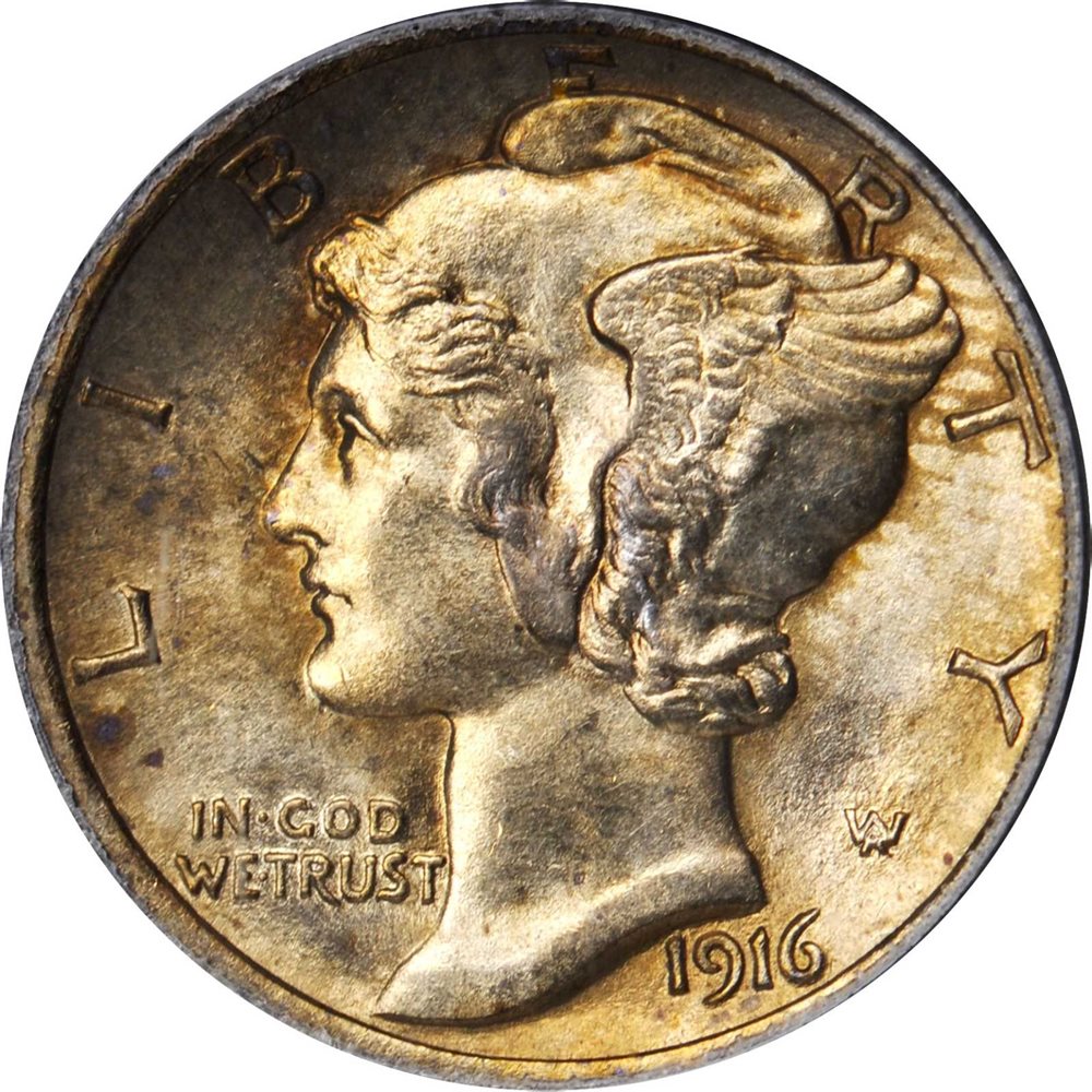 1916-D Mercury Dime. MS-63 (PCGS)., MS63 - PCGS Auction Prices
