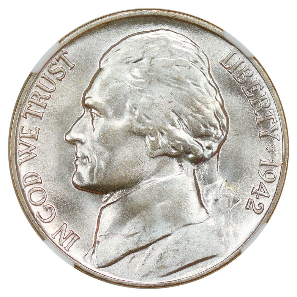 1942-P 5c NGC MS67+ 5FS (Type 2, Silver), MS67+FS - PCGS