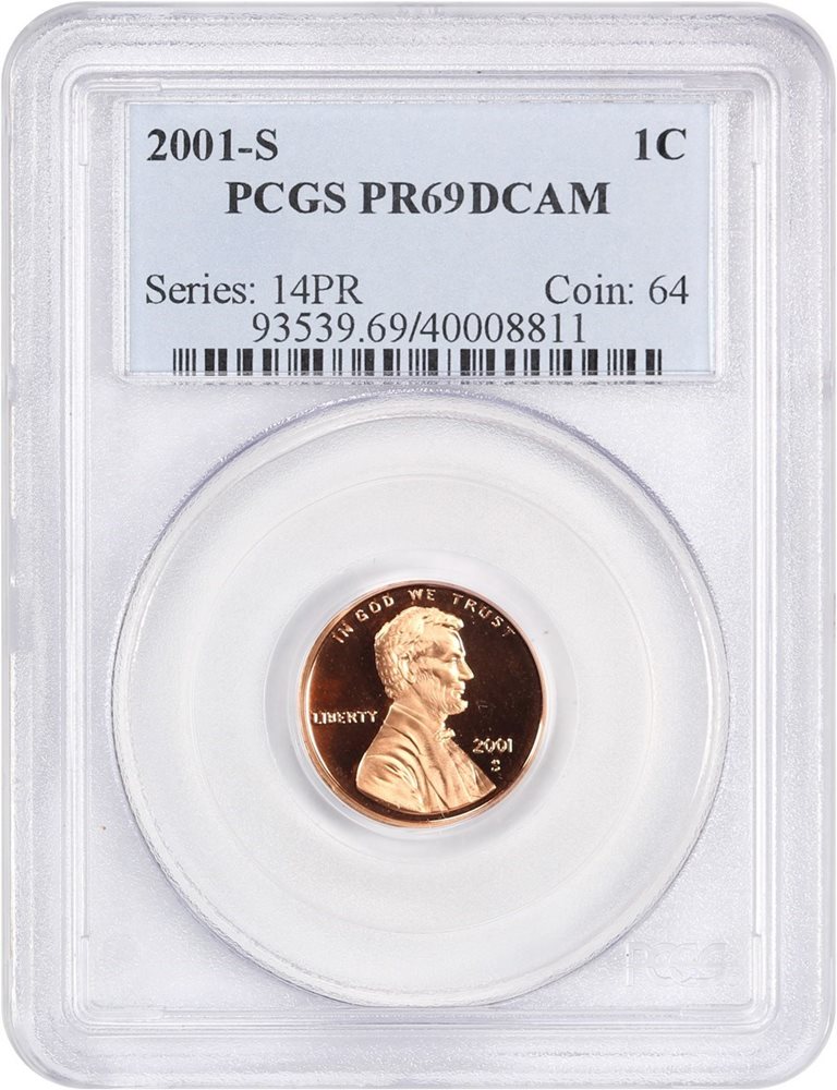 2001-S 1c PCGS Proof 69 RD DCAM, PR69DCAM - PCGS Auction Prices