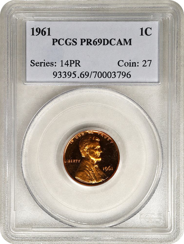 1961 Lincoln Cent. Proof-69 Deep Cameo (PCGS)., PR69DCAM - PCGS