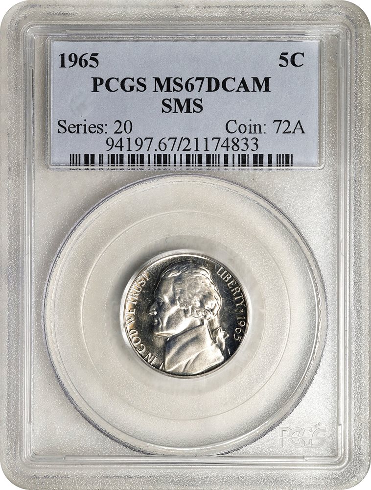 1965 Jefferson Nickel. SMS. MS-67 Deep Cameo (PCGS)., MS67DCAM