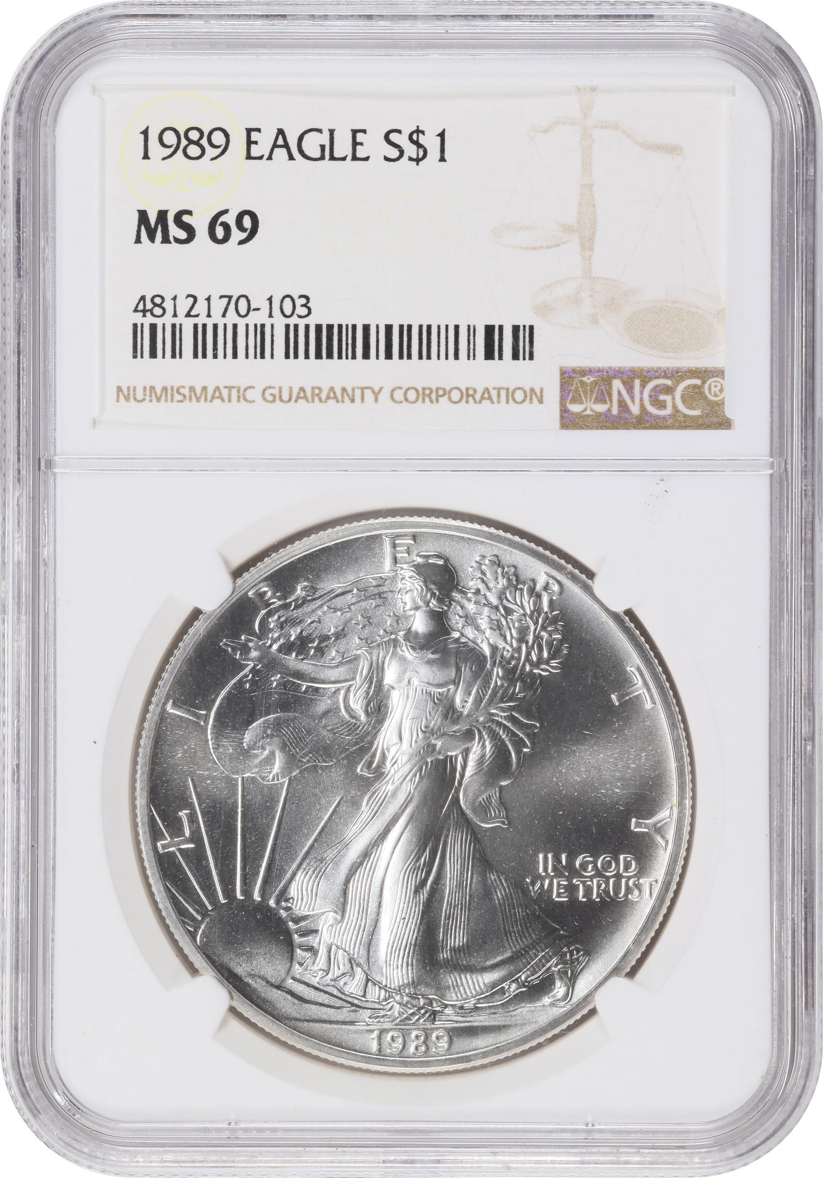 1989 Silver Eagle. MS-69 (NGC)., MS69 - PCGS Auction Prices