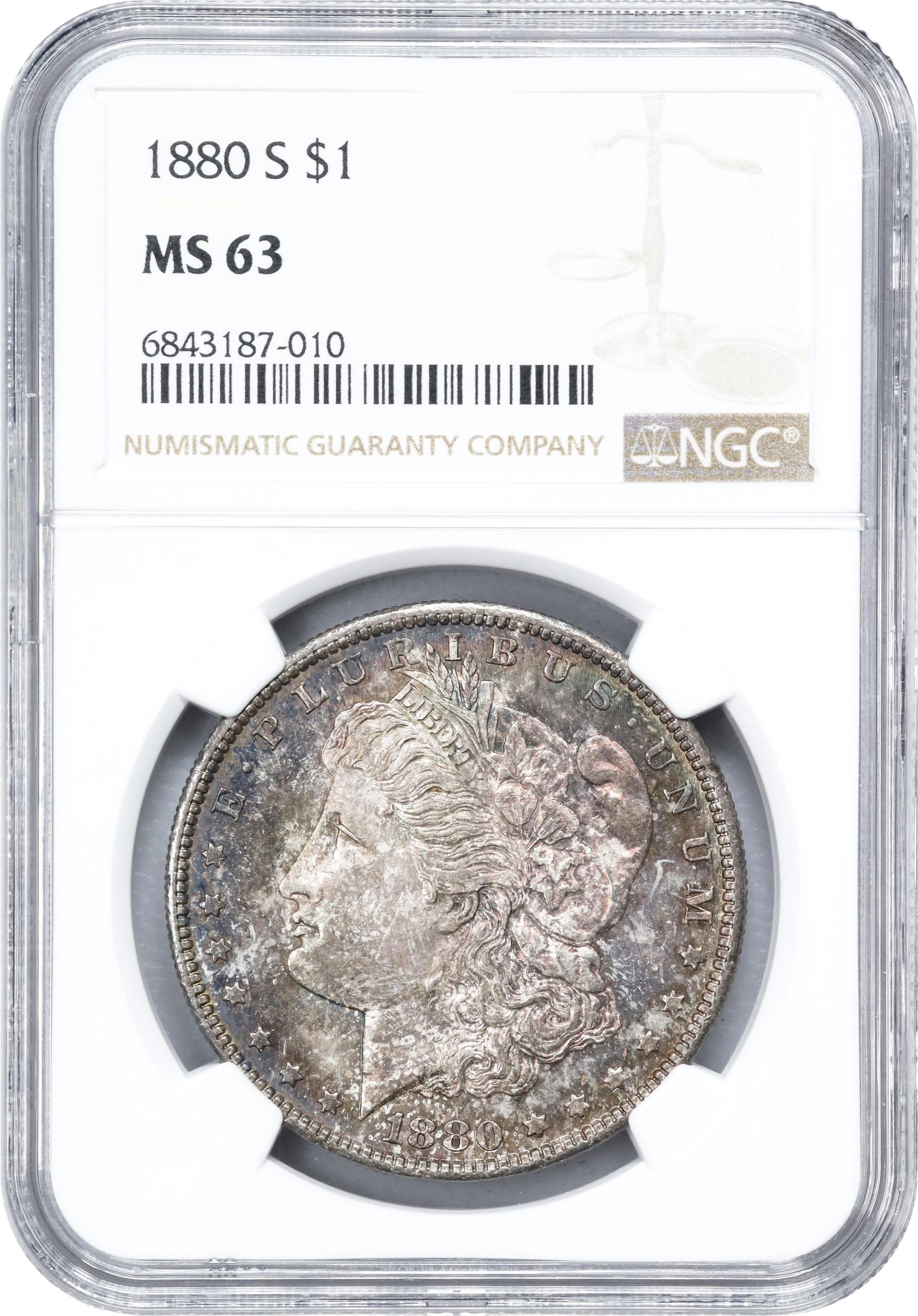 1880-S Morgan Silver Dollar. MS-63 (NGC)., MS63 - PCGS Auction Prices