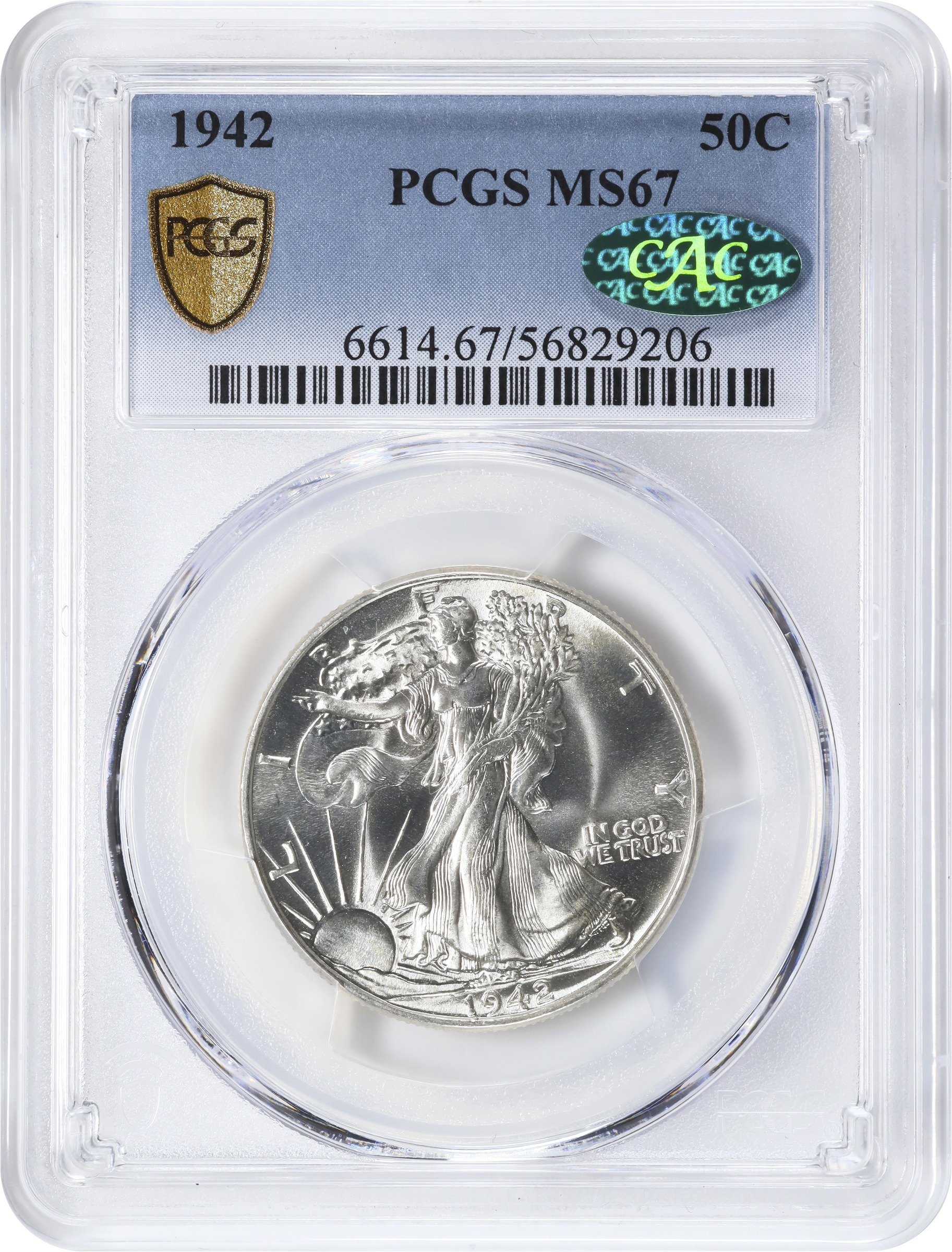 1942 Walking Liberty Half Dollar. MS-67 (PCGS). CAC., MS67 - PCGS