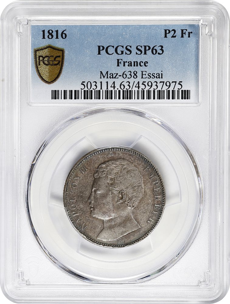 FRANCE. Silver 2 Francs Essai (Pattern), 