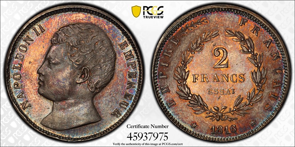 FRANCE. Silver 2 Francs Essai (Pattern), 