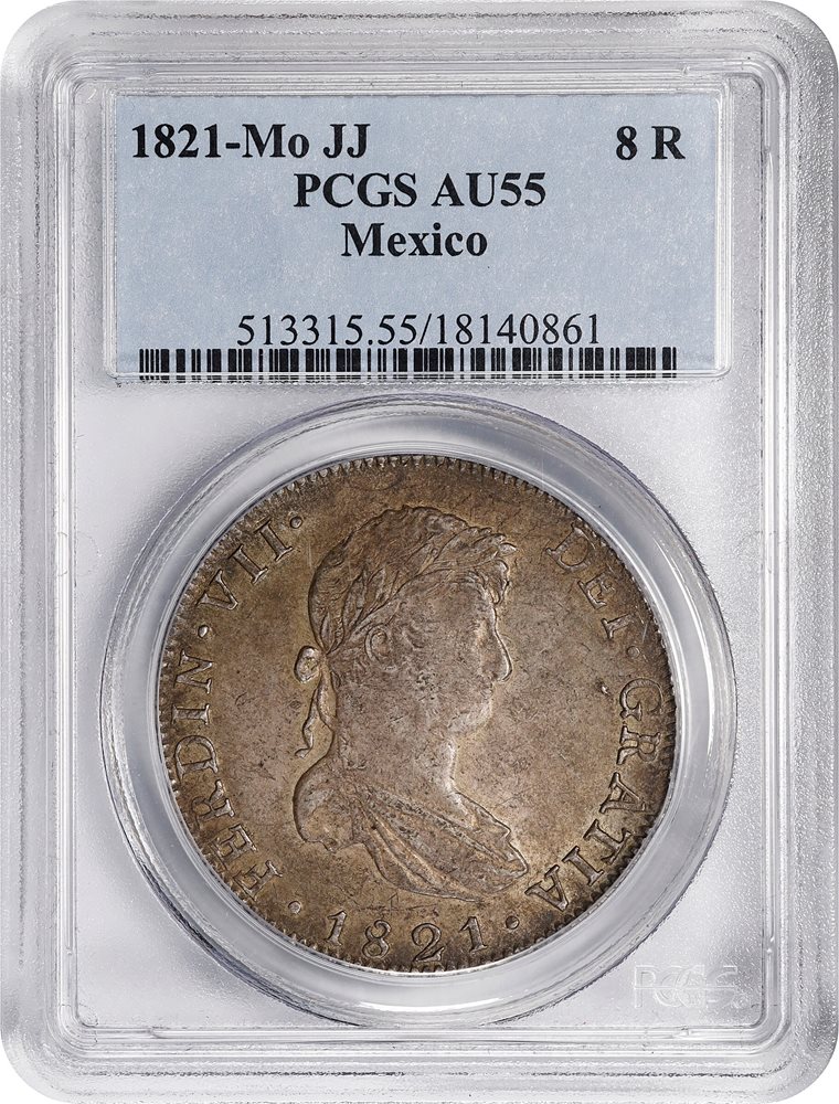 MEXICO. 8 Reales, 1821-Mo JJ. Mexico City Mint. Ferdinand VII