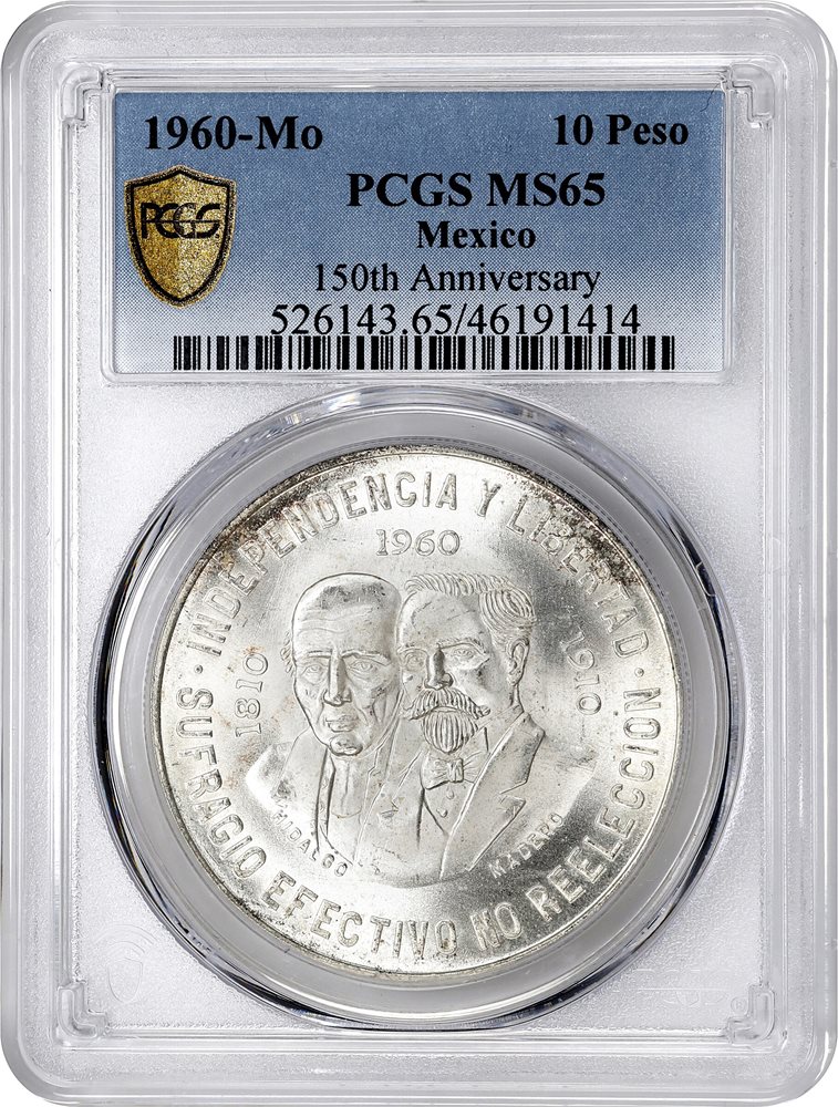 MEXICO. 10 Pesos, 1960-Mo. Mexico City Mint. PCGS MS-65., MS65