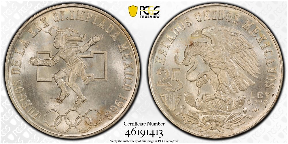MEXICO. 25 Pesos, 1968-Mo. Mexico City Mint. PCGS MS-66., MS66