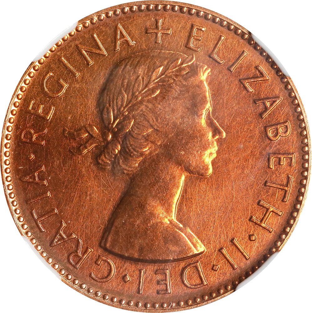 AUSTRALIA. 1/2 Penny, 1955-(.). Perth Mint. Elizabeth II. NGC
