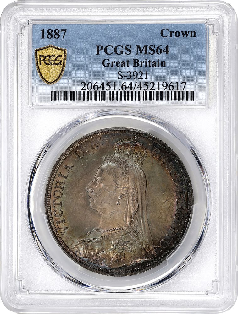 GREAT BRITAIN. Crown, 1887. London Mint. Victoria. PCGS MS-64