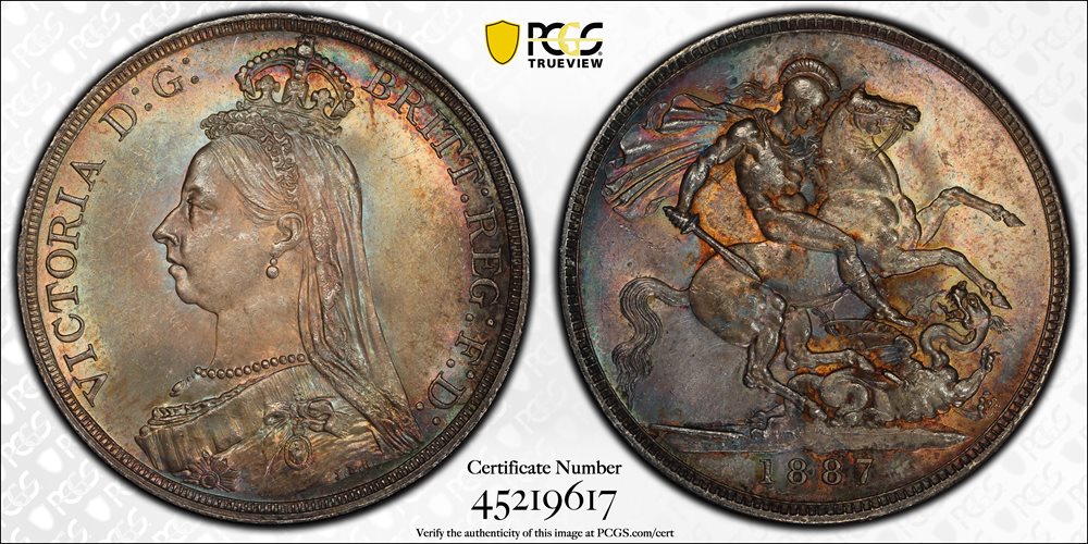 GREAT BRITAIN. Crown, 1887. London Mint. Victoria. PCGS MS-64