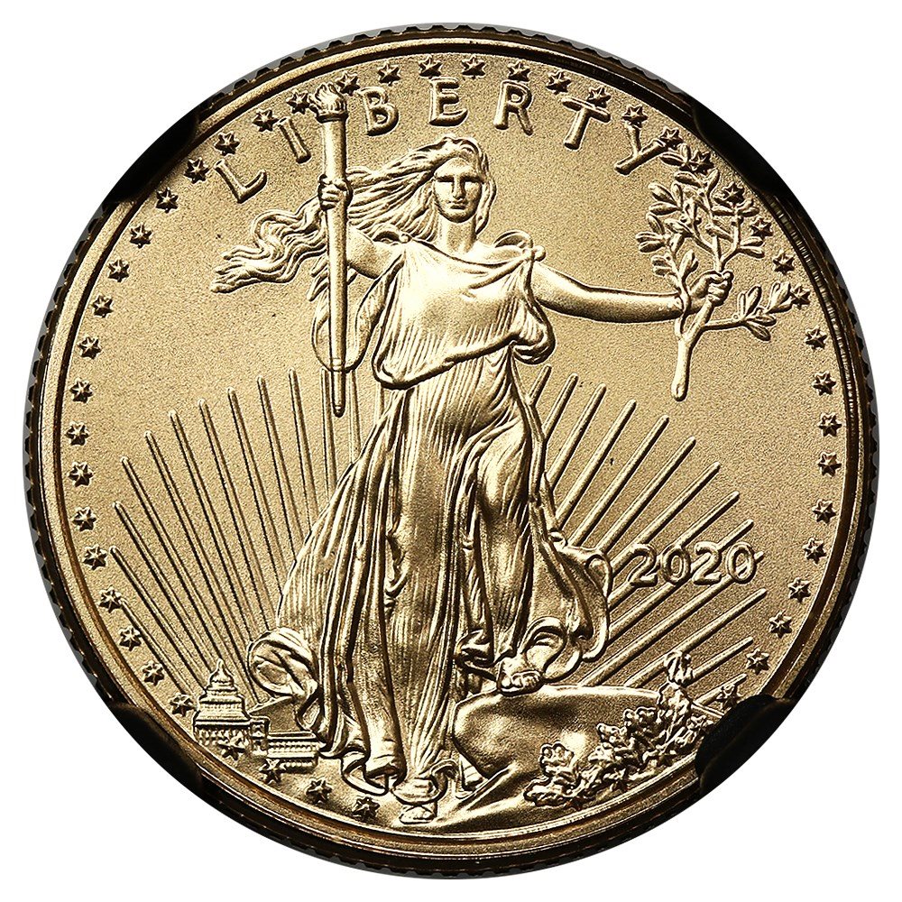 2020 Gold Eagle $5 NGC MS70 (First Day of Issue), MS70 - PCGS