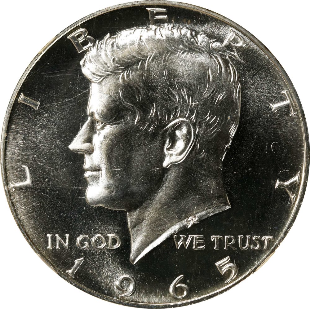 1965 Kennedy Half Dollar. SMS. FS-801. Doubled Die Reverse. MS-67