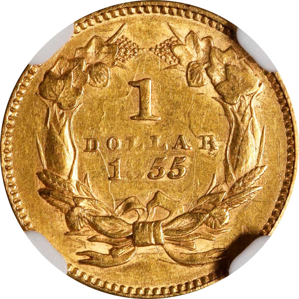 1855 Gold Dollar. Type II. AU-55 (NGC)., AU55 - PCGS Auction