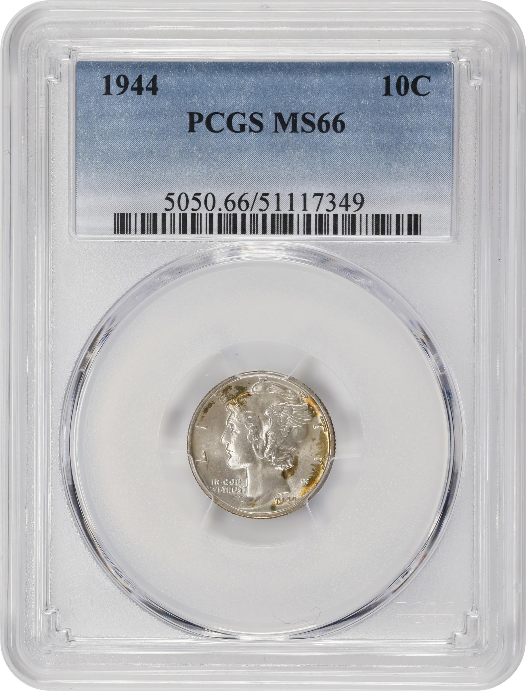 1944 Mercury Dime. MS-66 (PCGS)., MS66 - PCGS Auction Prices