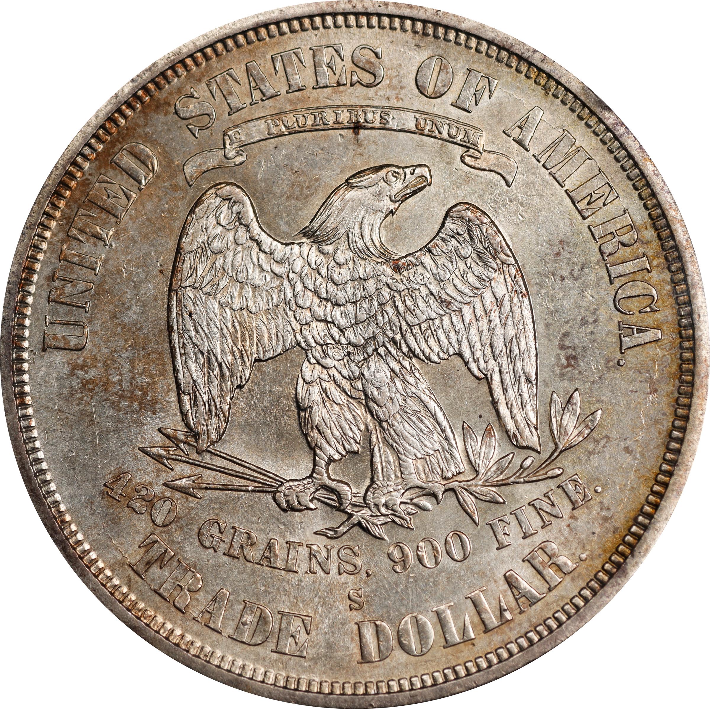 1876-S Trade Dollar. Type I/II. AU-58 (PCGS)., AU58 - PCGS Auction