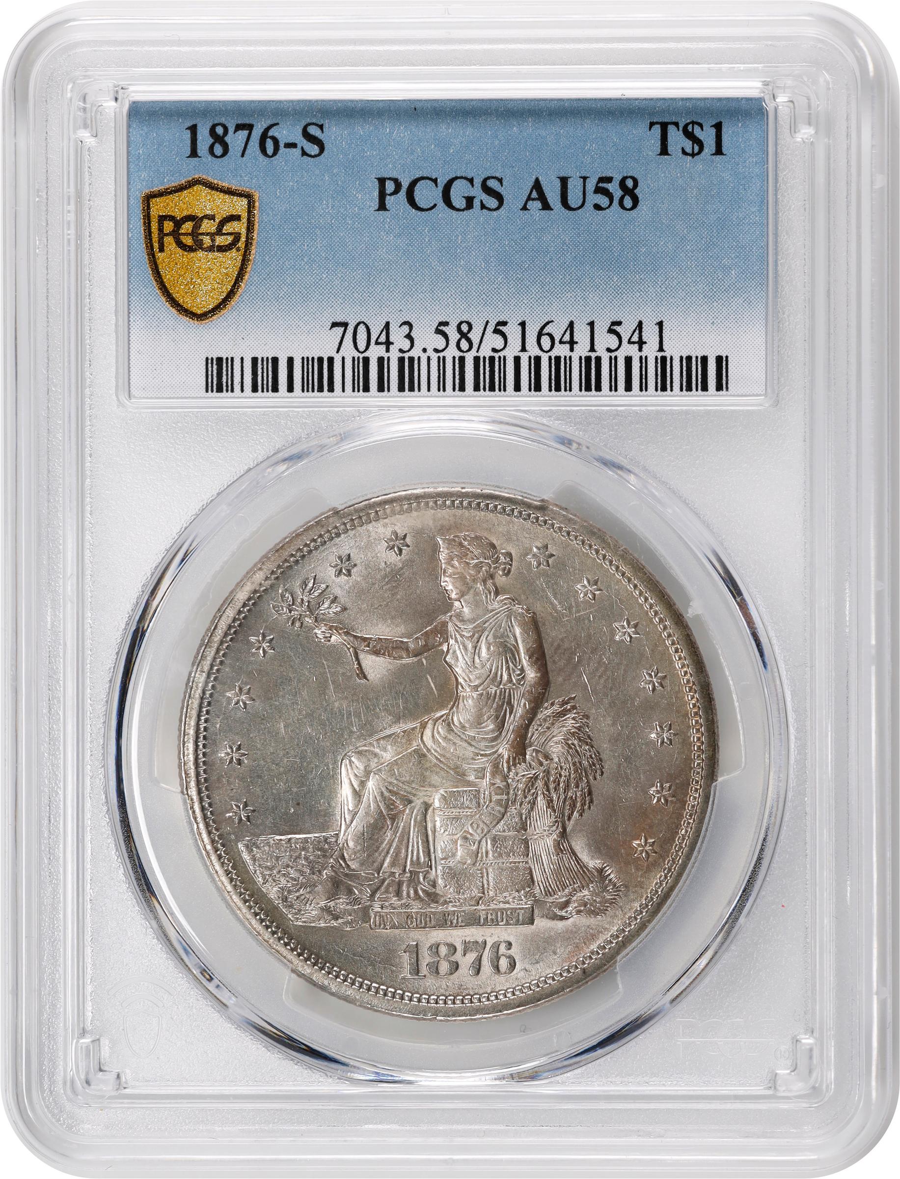 1876-S Trade Dollar. Type I/II. AU-58 (PCGS)., AU58 - PCGS Auction