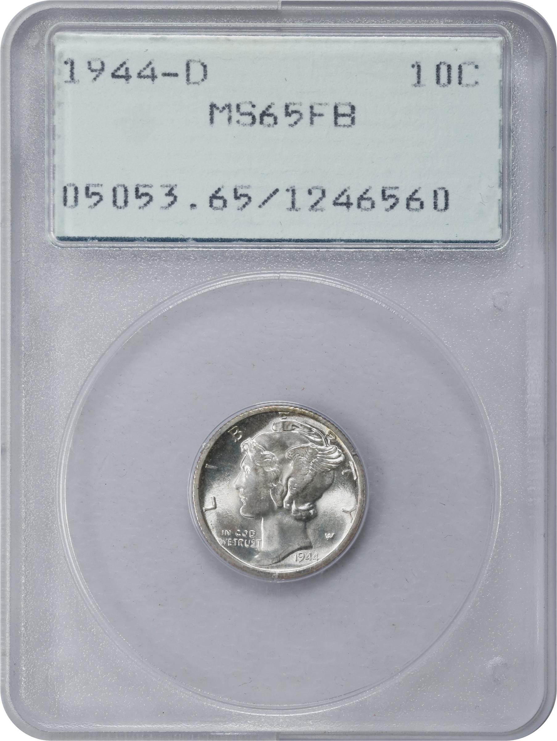 1944-D Mercury Dime. MS-65 FB (PCGS). OGH Generation 1.2 Rattler