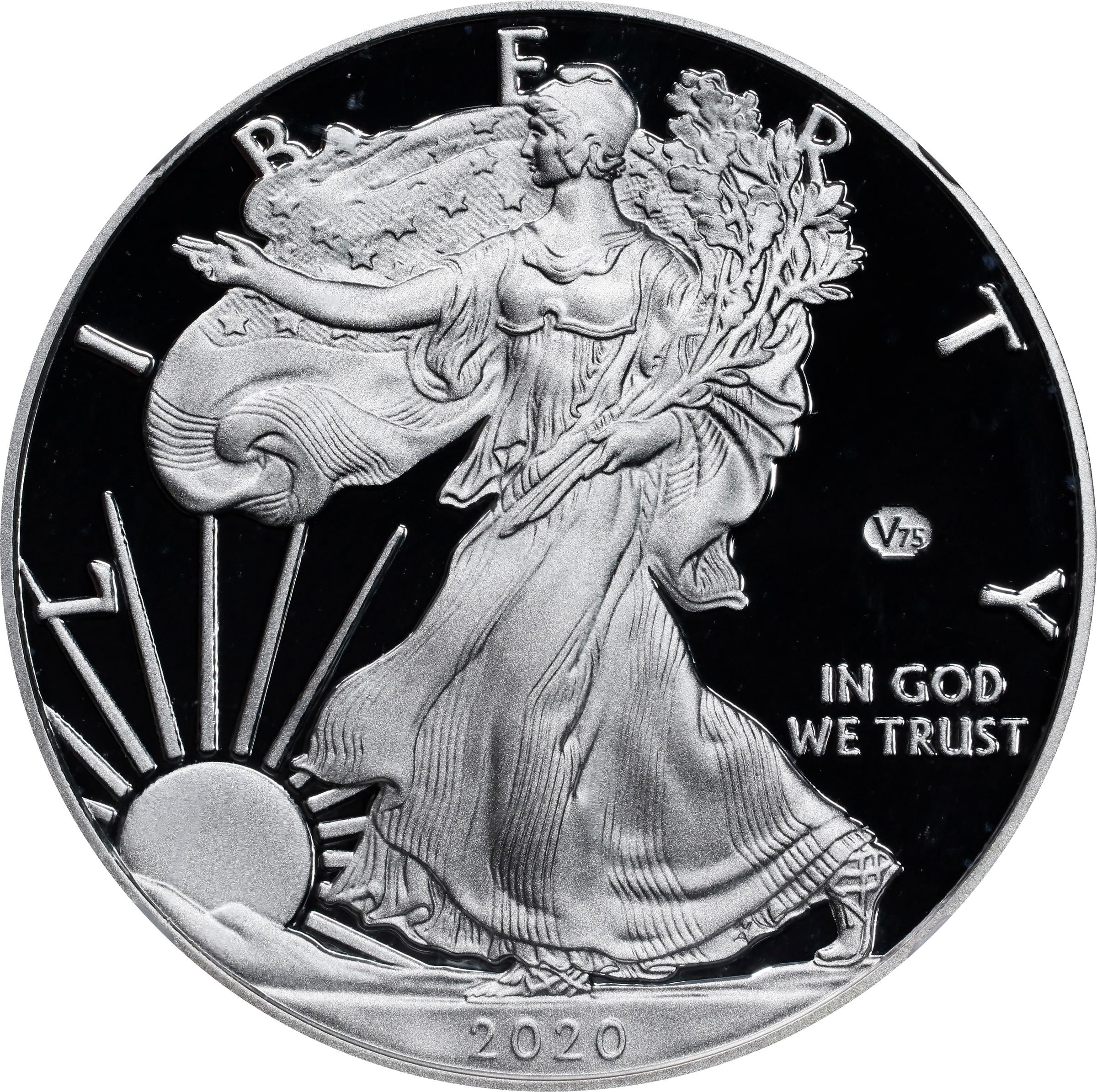 2020-W Silver Eagle. 75th Anniversary of the End of World War II