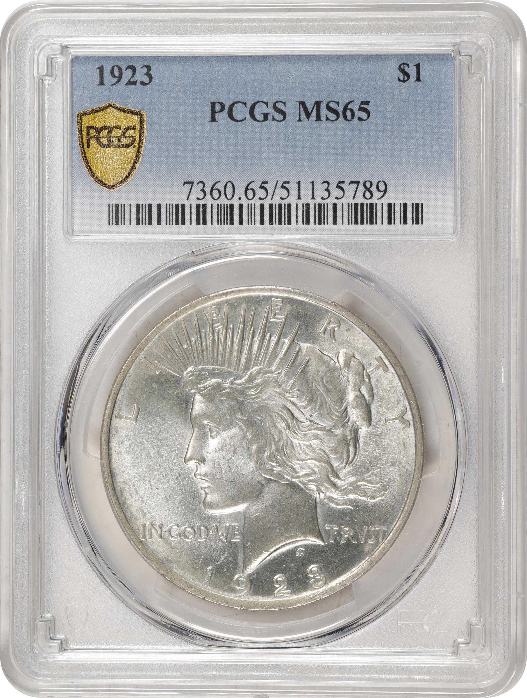 1923 Peace Silver Dollar. MS-65 (PCGS)., MS65 - PCGS Auction Prices
