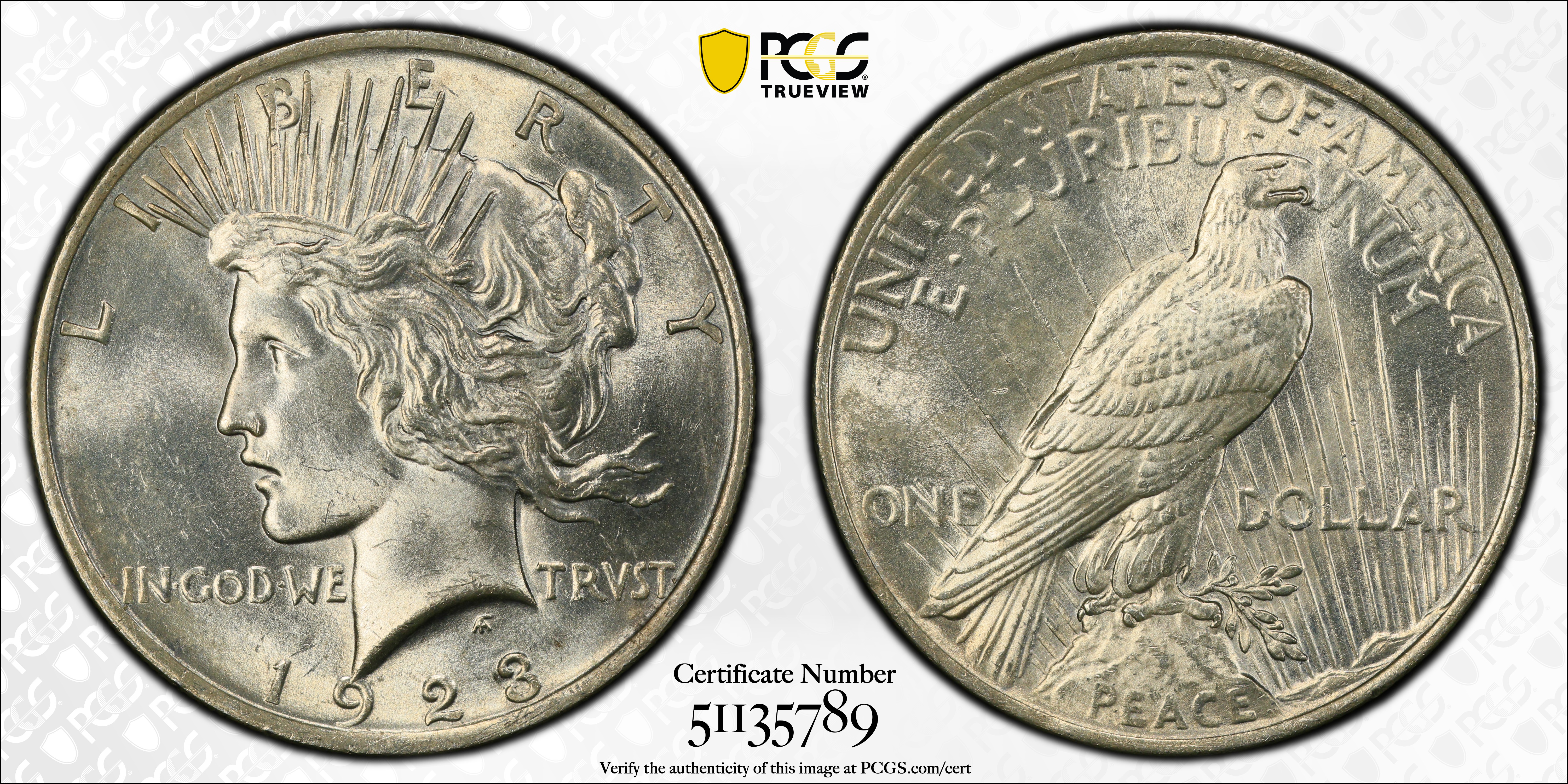 1923 Peace Silver Dollar. MS-65 (PCGS)., MS65 - PCGS Auction Prices