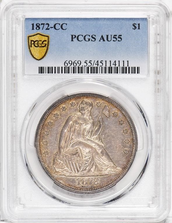 $1 1872-CC PCGS AU55 CAC, AU55 - PCGS Auction Prices