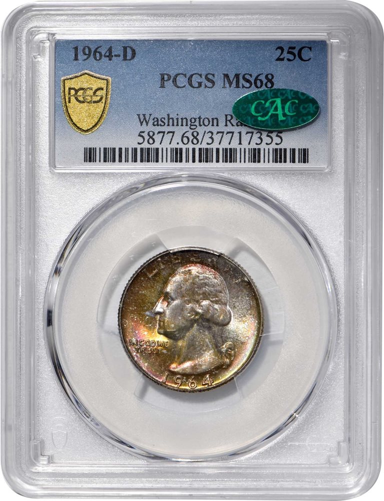1964-D Washington Quarter. MS-68 (PCGS). CAC., MS68 - PCGS Auction