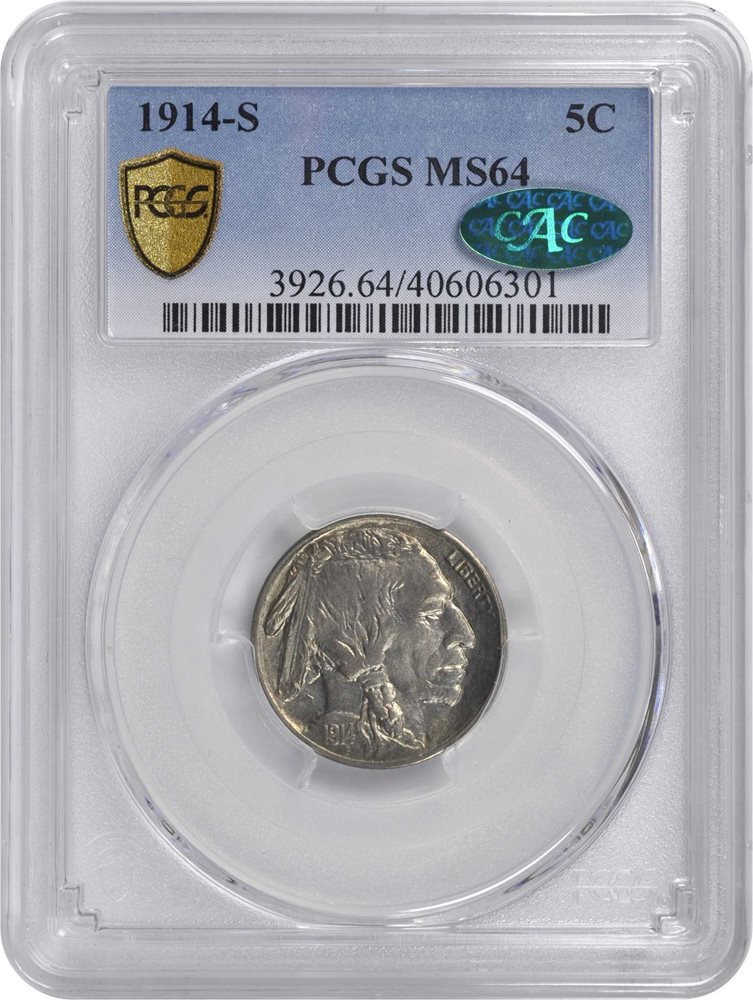 1914-S Buffalo Nickel. MS-64 (PCGS). CAC., MS64 - PCGS Auction Prices