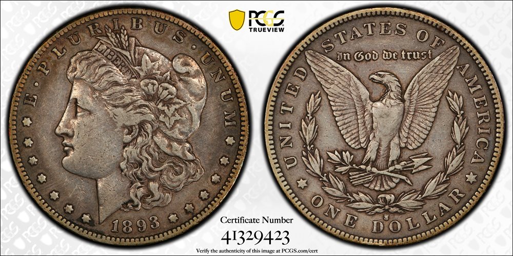 1893-S Morgan Silver Dollar. VF-35 (PCGS). CAC., VF35 - PCGS
