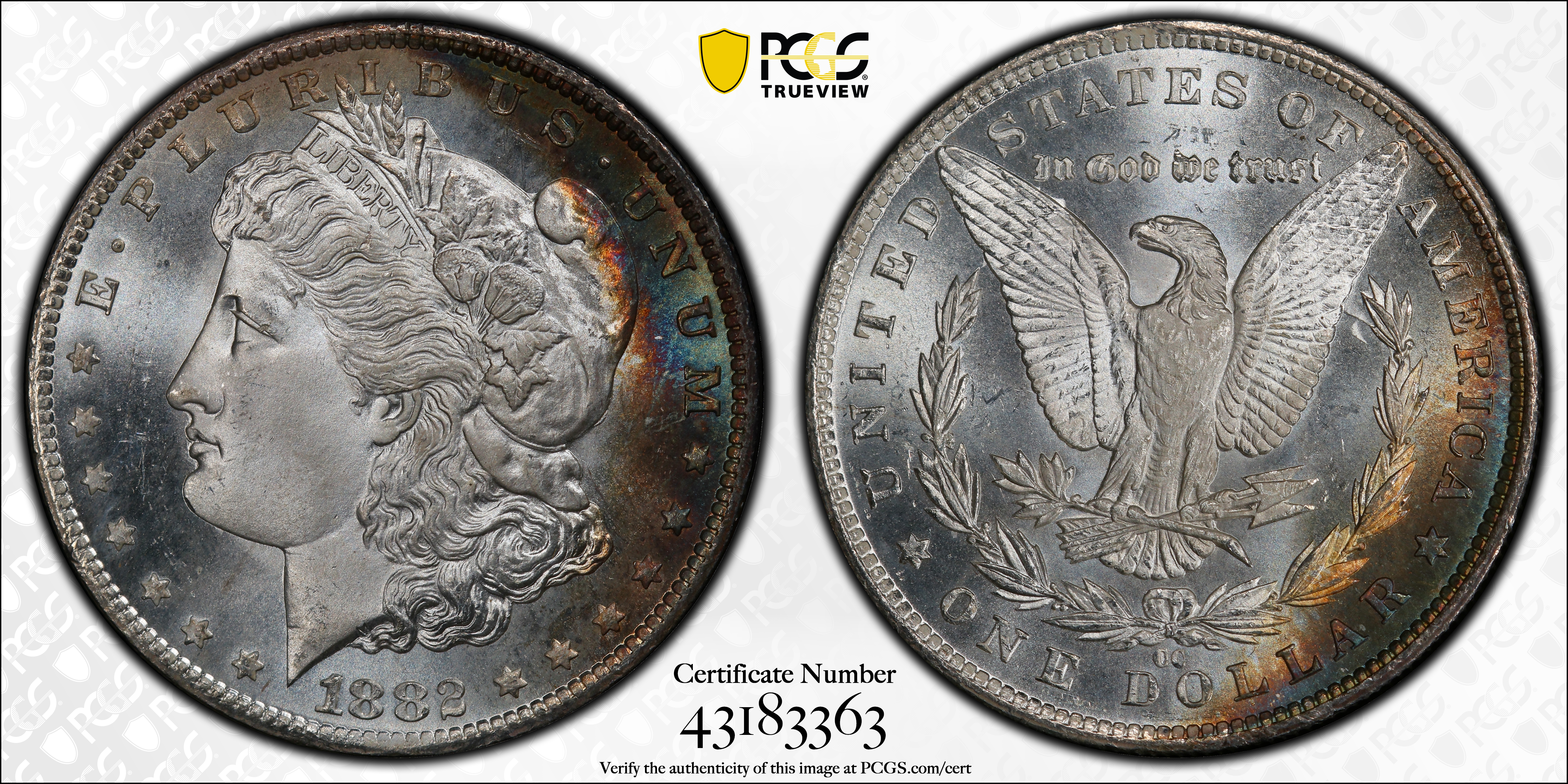 1882-CC Morgan Silver Dollar. MS-67 (PCGS). CAC., MS67 - PCGS