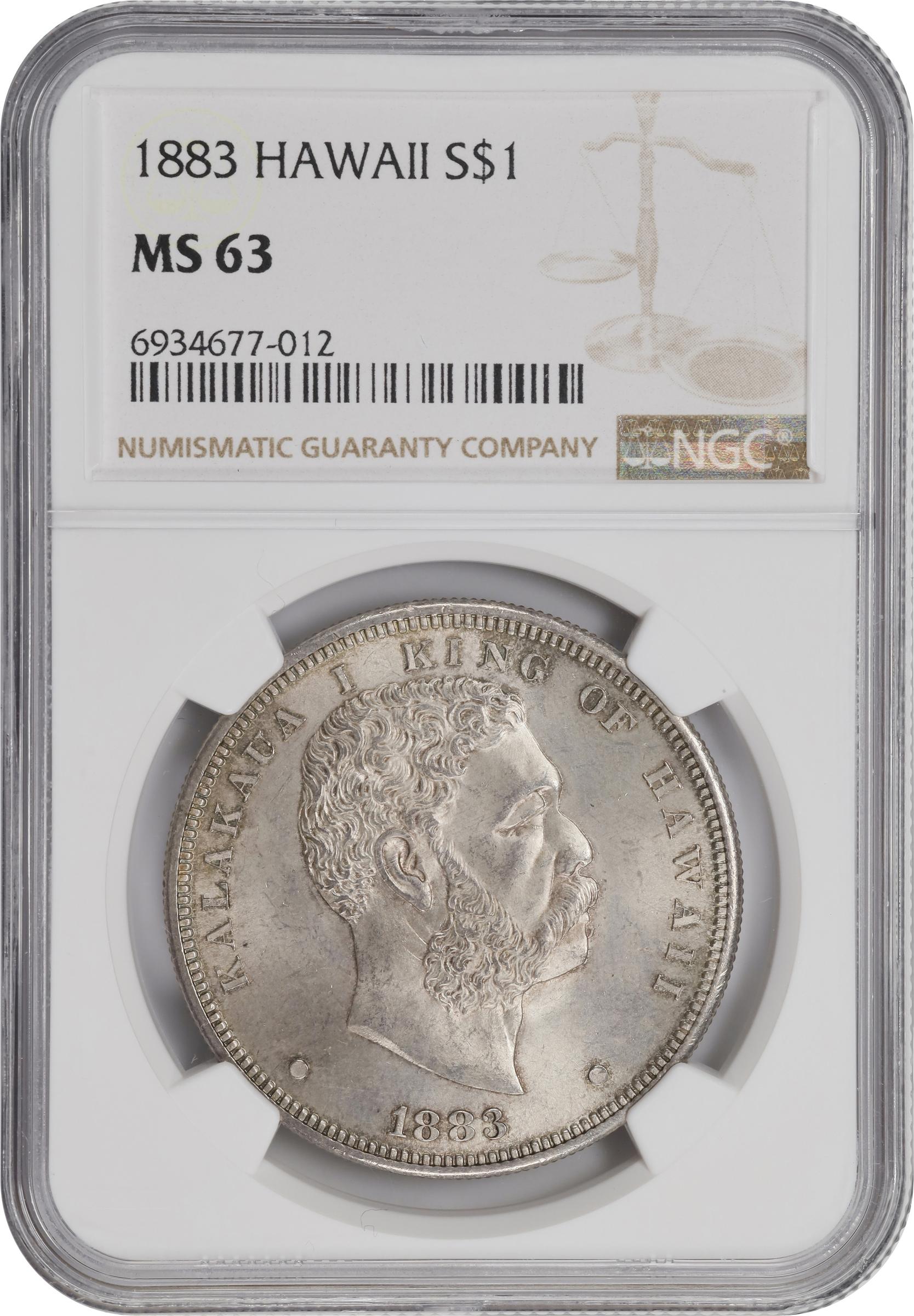 1883 Hawaii Dollar. Medcalf-Russell 2CS-5. MS-63 (NGC)., MS63