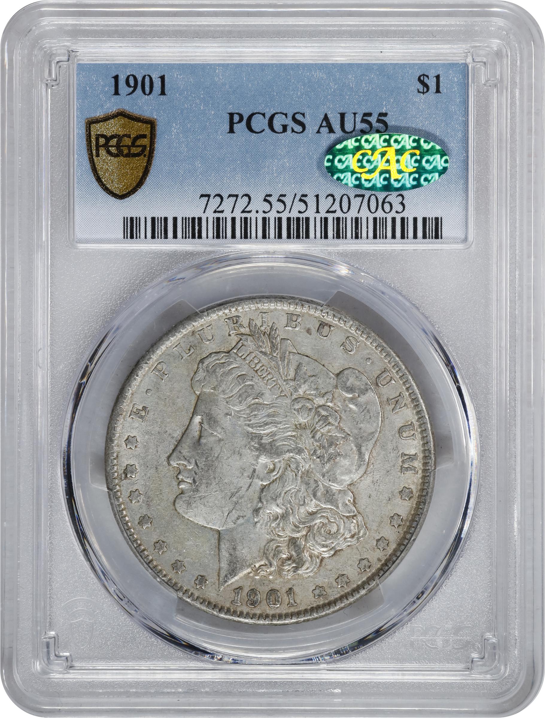 1901 Morgan Silver Dollar. AU-55 (PCGS). CAC., AU55 - PCGS Auction